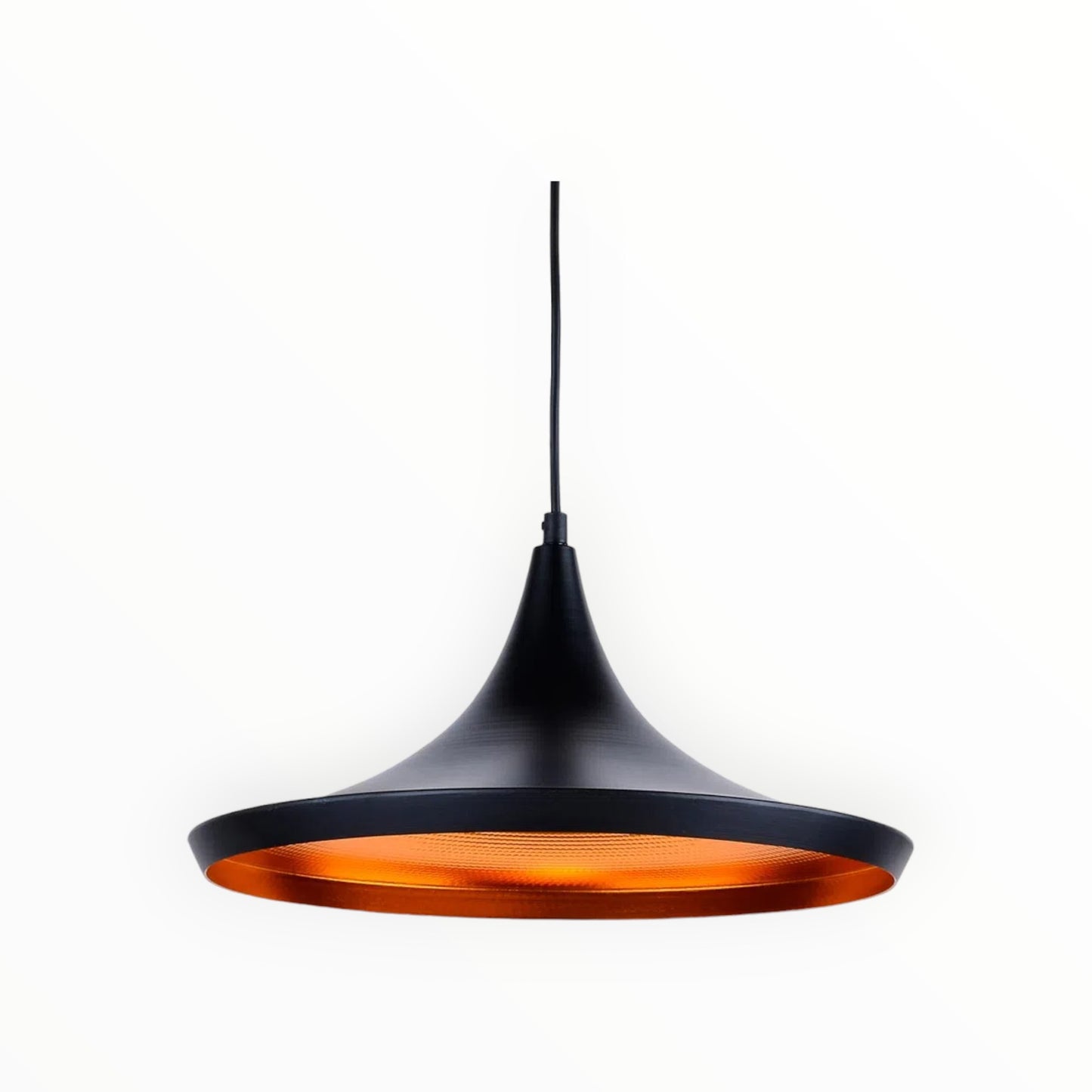 LAMPARA COLGANTE CAMPANA COLOR NEGRO/NARANJA 40*40 K028-1