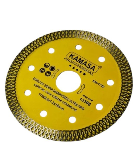 DISCO DIAMANTADO ULTRAFINO 4-1/2" P/CERAMICO AMARILLO KM1722 - KAMASA