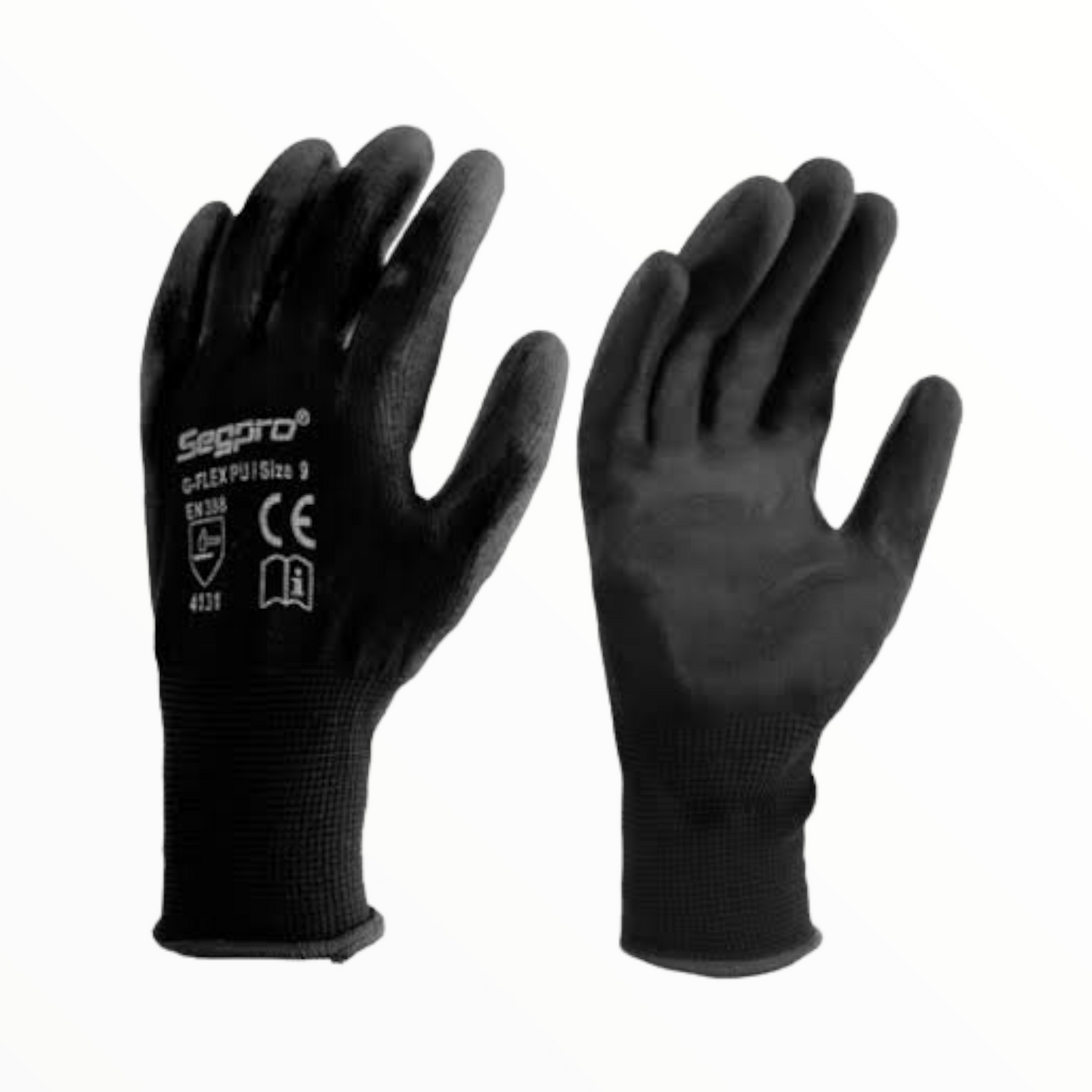 GUANTE NYLON TELA+GOMA POLIURETANO NEGRO "M" T/8 GPUGFLEXNE (PQT 12 PZA)