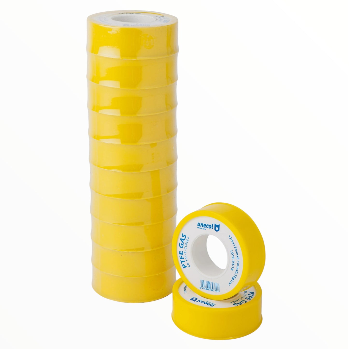 CINTA TEFLON AMARILLO PARA GAS 1/2" x 0.12mm (PQT 10 PZA)