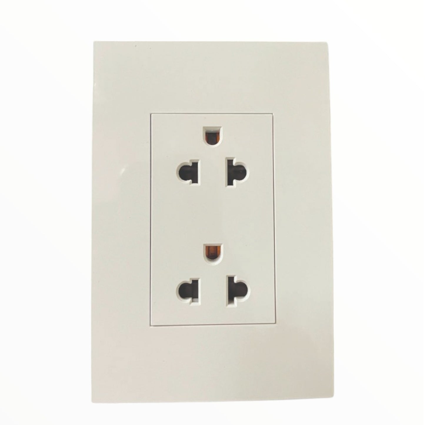 TOMACORRIENTE DOBLE LINEA TIERRA BLANCO CUADRADO KS6208 LUNNOVA