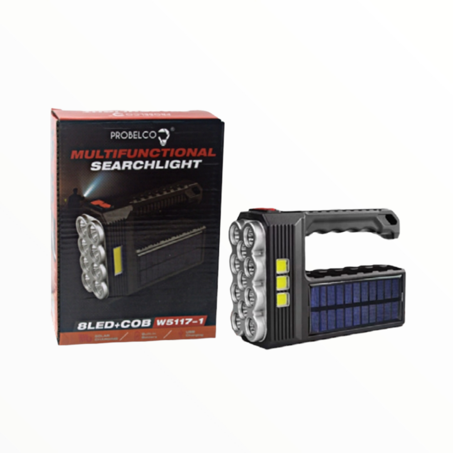 LINTERNA RECARGABLE SOLAR 08 LED 5117-1 PROBELCO
