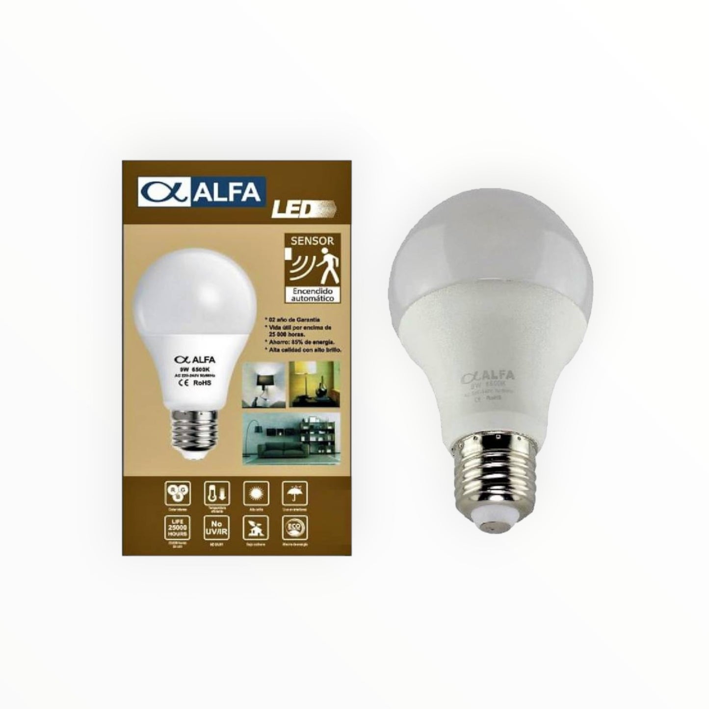 FOCO LED PERA C/SENSOR MOVIMIENTO 09W