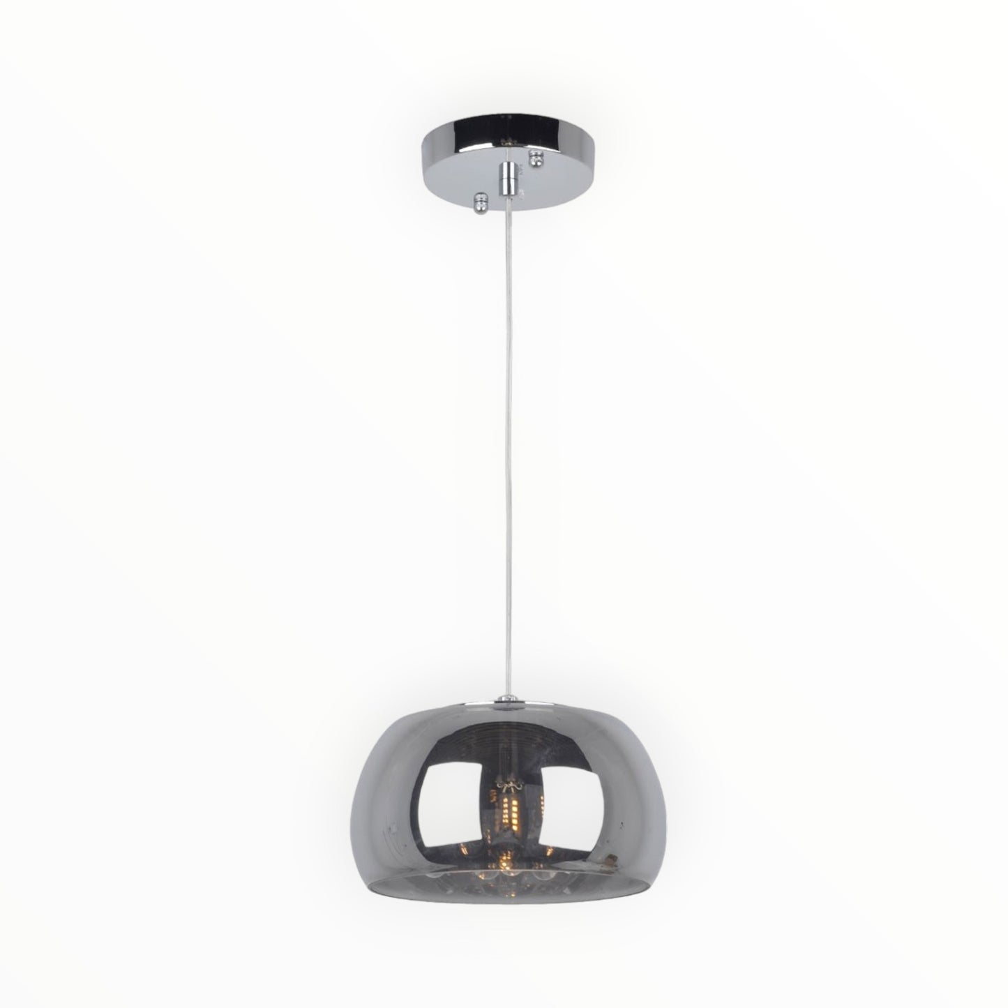 LAMPARA DECORATIVA SUSPENDIDA BARRIL VIDRIO SMOKING GREY WP-103 E-27