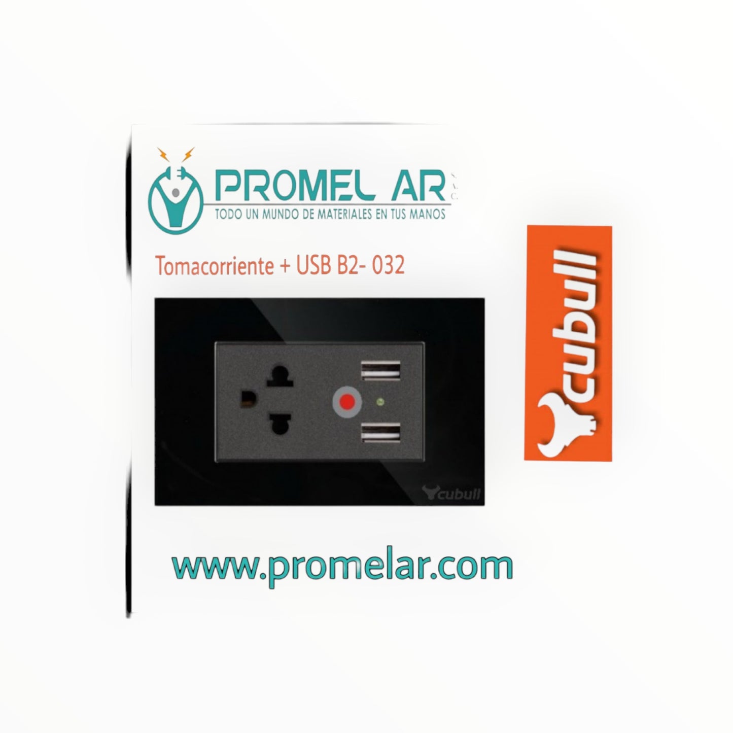 TOMACORRIENTE SIMPLE + 2 USB NEGRO B2-032