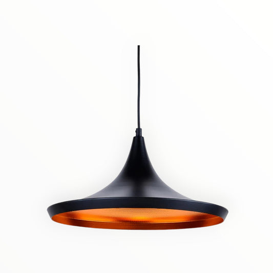 LAMPARA COLGANTE CAMPANA COLOR NEGRO/NARANJA 40*40 K028-1